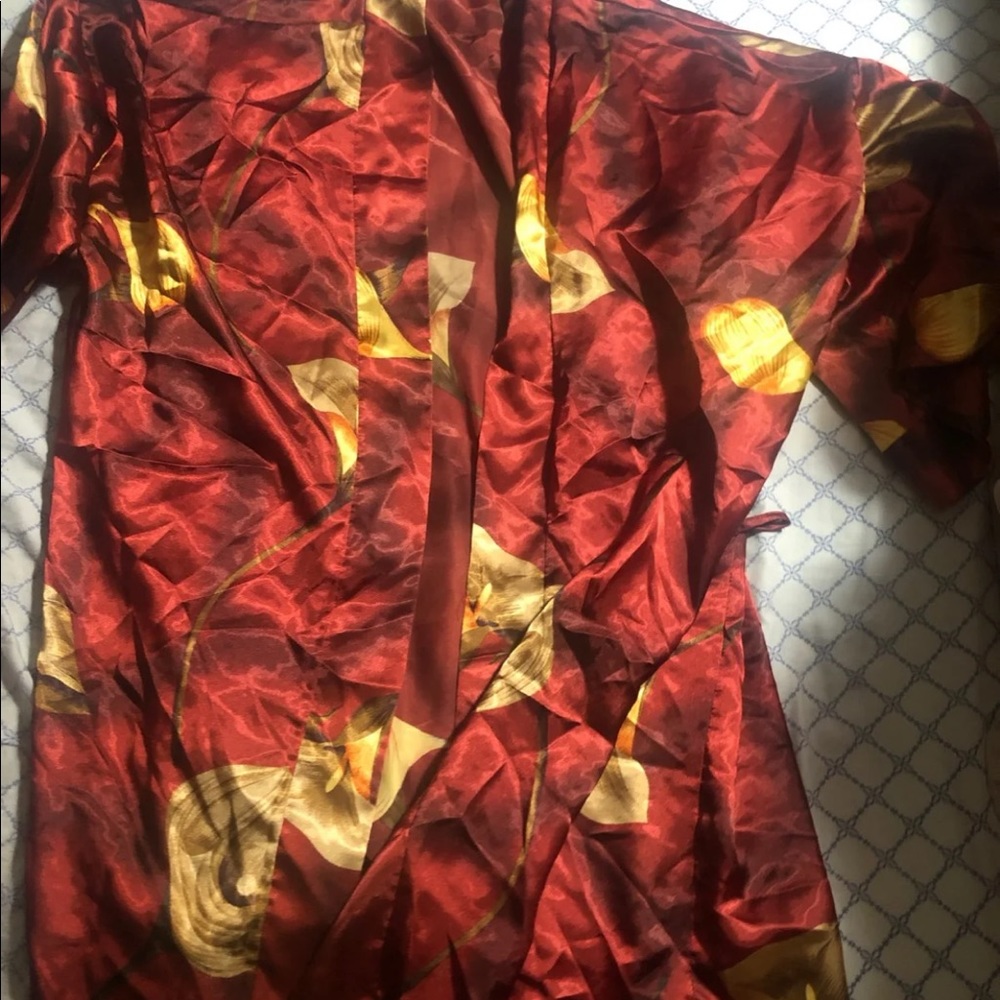 Silk red night dress and robe